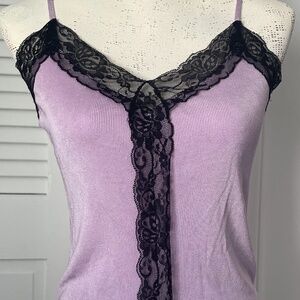 Bar III lilac & black lace tank top - Women's SM - Rayon